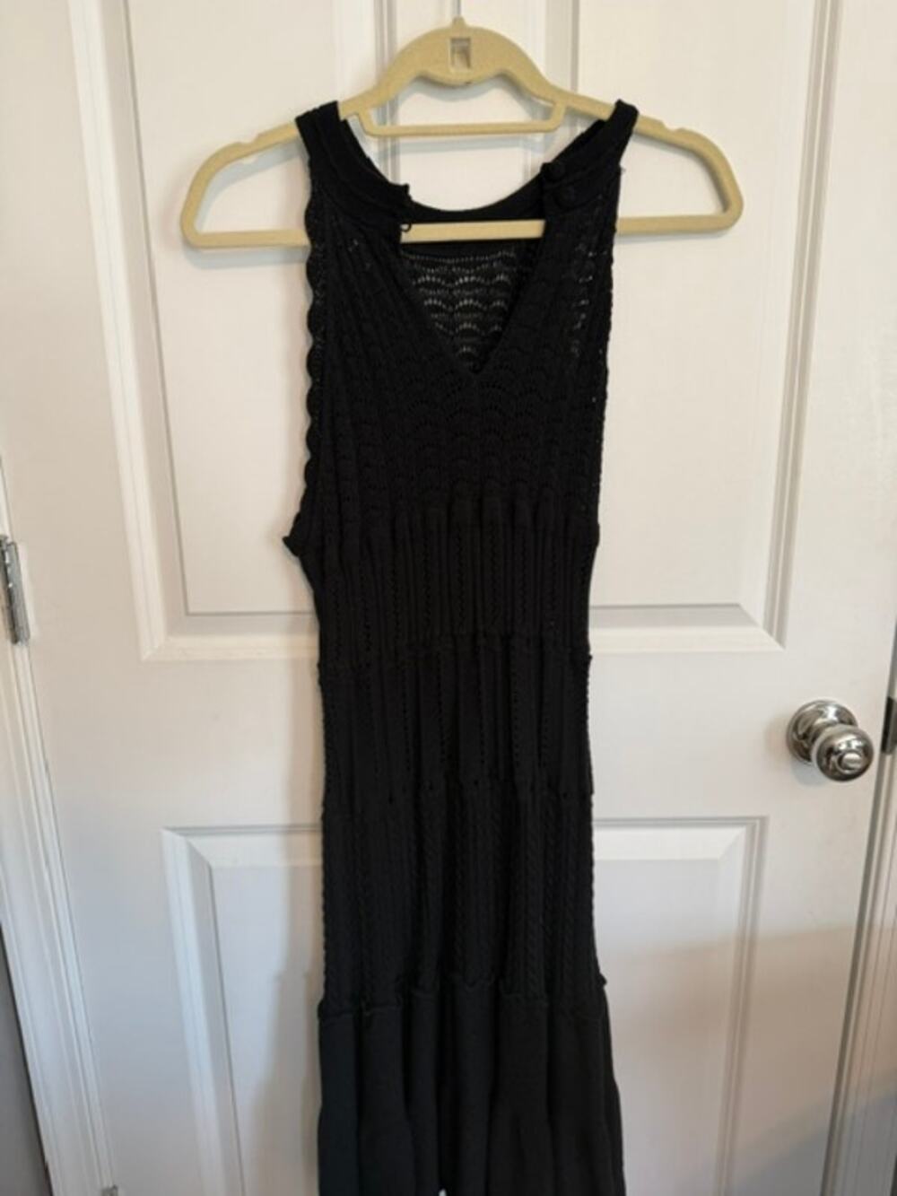Moda International Black Crochet Halter Dress Large